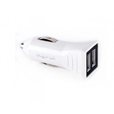 CARGADOR USB DUAL PARA COCHE 3.1A WHITE APPROX