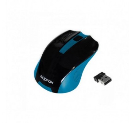 MOUSE OPTICO WIRELESS BLACK/BLUE APPROX