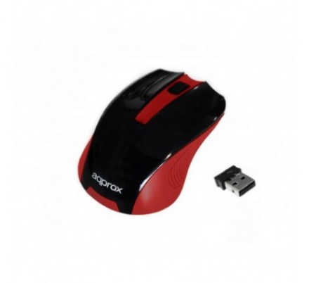 MOUSE OPTICO WIRELESS BLACK/RED APPROX