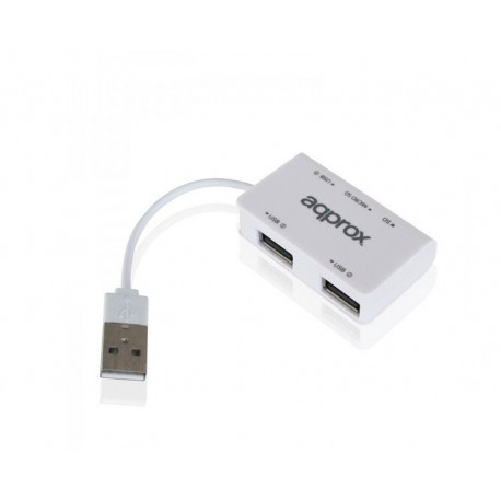 HUB 3 PUERTOS USB 2.0 + LECTOR TARJETAS WHITE APPROX